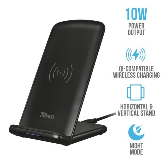 Trust Primo10 Pedestal para Escritorio de Carga Rápida Inalámbrica Qi