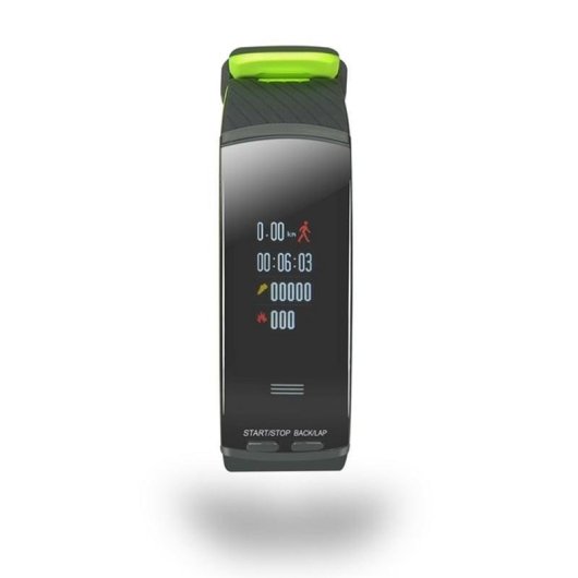 Tomate Dorado Smartband GPS Go! Bluetooth GPS 0,96" OLED Verde Pulsómetro Compatível Android iOS