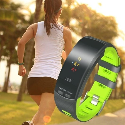 Tomate Dorado Smartband GPS Go! Bluetooth GPS 0,96" OLED Verde Pulsómetro Compatível Android iOS