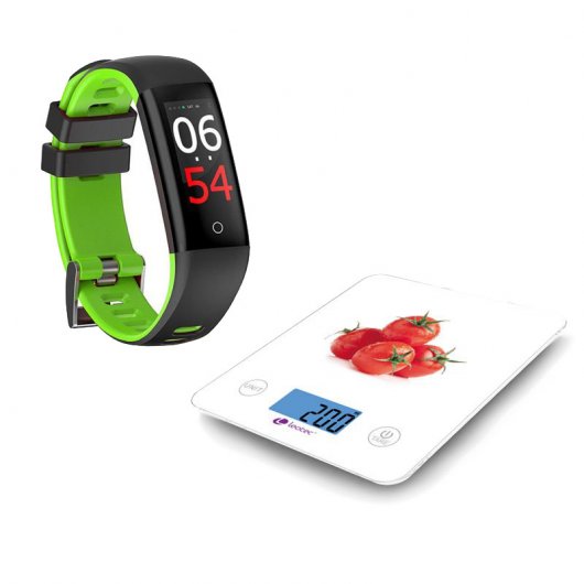 Leotec Pack Fashion Health Pulseira Fitness Verde + Smart Kitchen Balança de Cozinha Bluetooth
