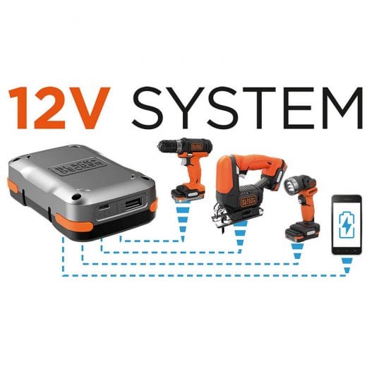 Black&Decker BDCHD12S1 Taladro Percutor + Batería USB 12V