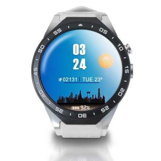 Tomate Dorado Amoled HR Smartwatch Bluetooth/WiFi/3G Plata con Correa Blanca