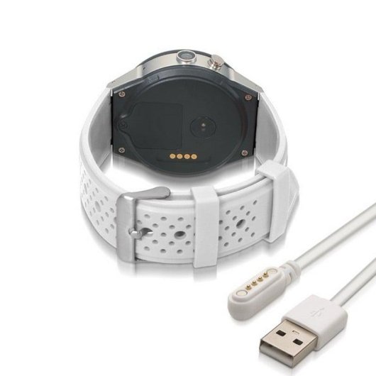 Tomate Dorado Amoled HR Smartwatch Bluetooth/WiFi/3G Plata con Correa Blanca