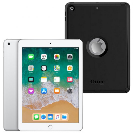 Apple iPad 2018 Wifi 128GB Plata + Otterbox Defender Funda para iPad 5/6 Generación 9.7"