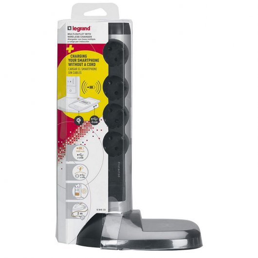 Legrand Regleta Vertical con Cargador Qi 4xSchuko 2xUSB