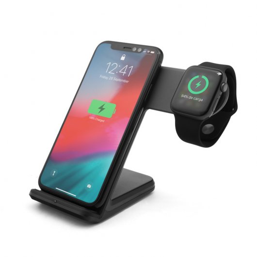 Unotec QX Cargador de Inducción Negro para iPhone/Apple Watch