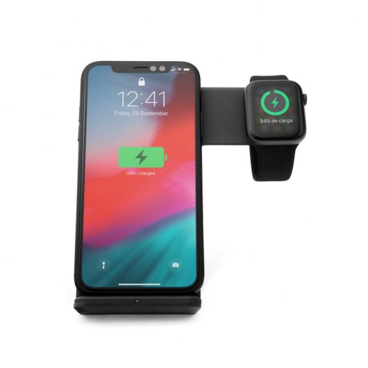 Unotec QX Cargador de Inducción Negro para iPhone/Apple Watch