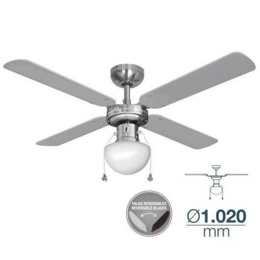 Deckenventilator mit Licht EDM Caribe 60W 102cm 3 Stufen Kettenzug Reversible Flügel