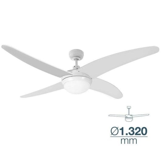 EDM 33806 Caspio Deckenventilator mit Licht und Fernbedienung, 60 W, Weiß
