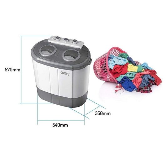 Lave-linge Camry CR8052 Top 3kg 450W Classe A Blanc/Gris Portable