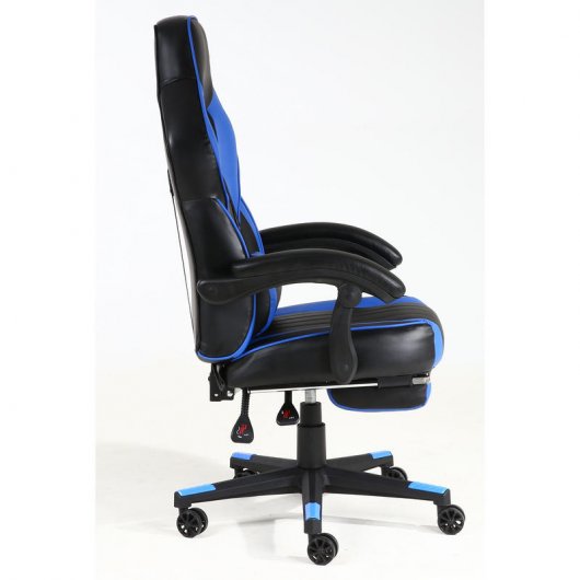 F36-2 Silla Gaming con Reposapiés Azul/Negra