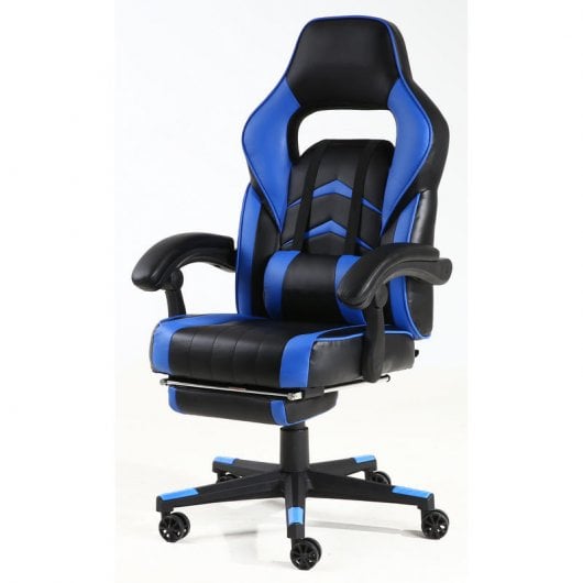 F36-2 Silla Gaming con Reposapiés Azul/Negra