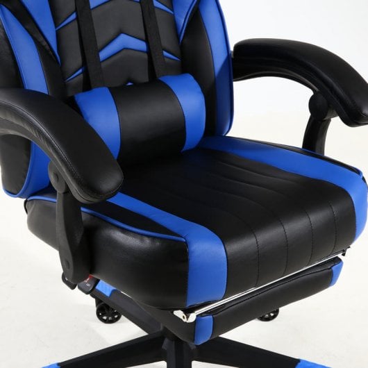 F36-2 Silla Gaming con Reposapiés Azul/Negra