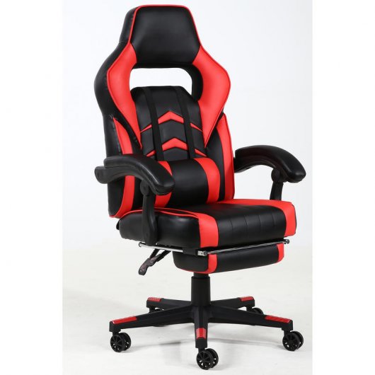 F36-2 Silla Gaming con Reposapiés Roja/Negra