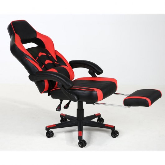 F36-2 Silla Gaming con Reposapiés Roja/Negra