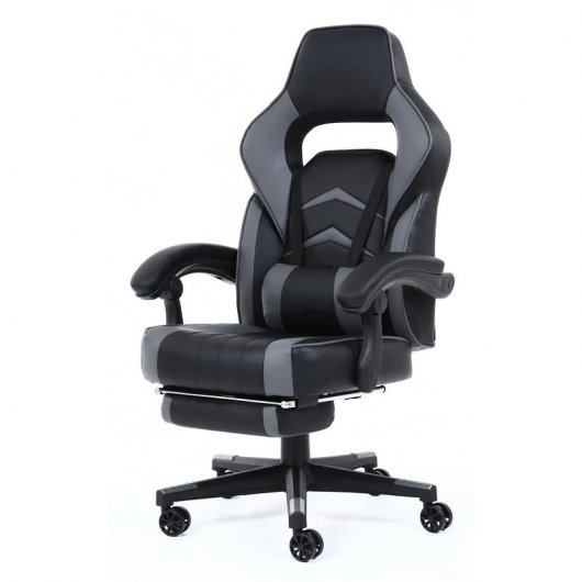 F36-2 Silla Gaming con Reposapiés Gris/Negra