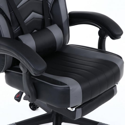 F36-2 Silla Gaming con Reposapiés Gris/Negra
