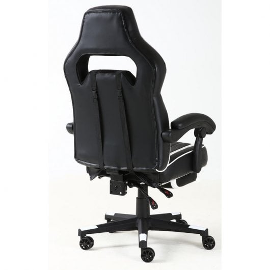 F36-2 Cadeira Gaming com Apoio para Pés Branca/Preta