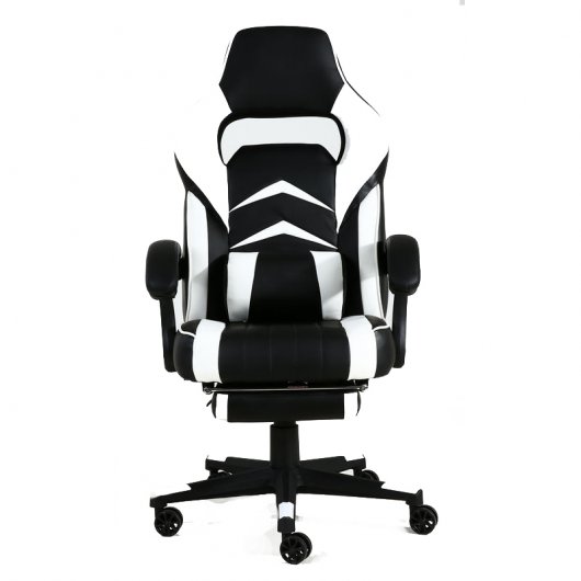 F36-2 Cadeira Gaming com Apoio para Pés Branca/Preta
