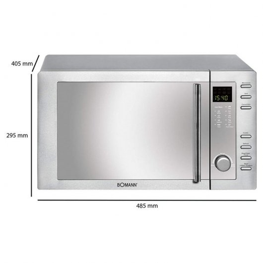 Bomann MWG 2281 H CB Microondas con Grill 23L 1300W Acero Inoxidable