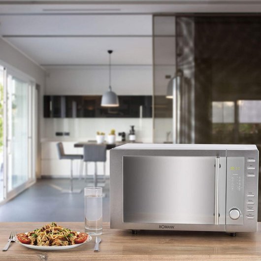 Bomann MWG 2281 H CB Microondas con Grill 23L 1300W Acero Inoxidable