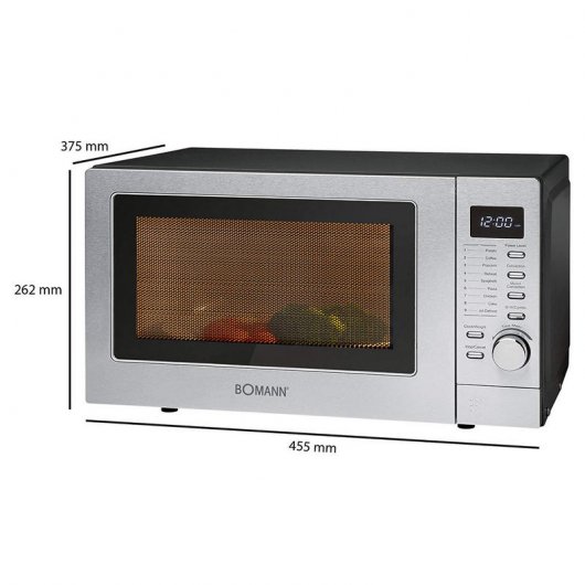Bomann MWG 2285 H CB Microondas con Grill 20L 800W Acero Inoxidable