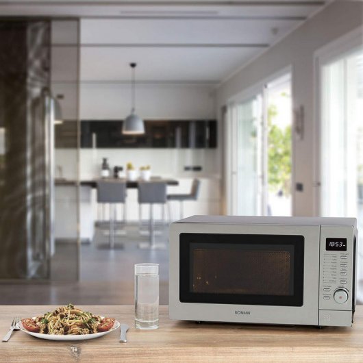 Bomann MWG 2285 H CB Microondas con Grill 20L 800W Acero Inoxidable