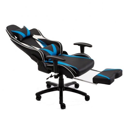 F004 Cadeira Gaming com Apoio para Pés Azul/Preta