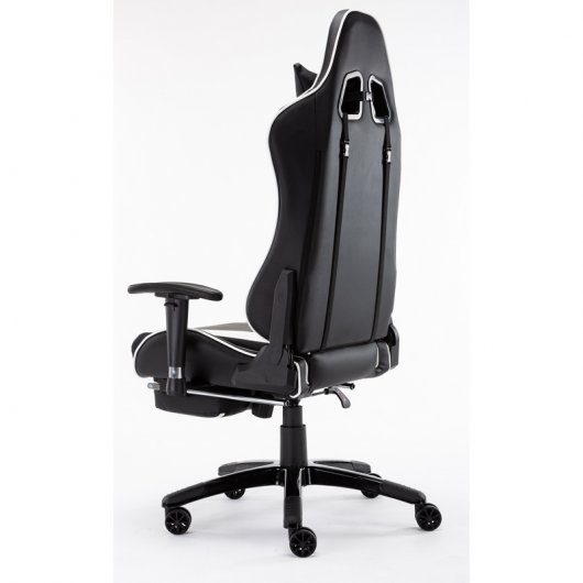 F004 Silla Gaming con Reposapiés Blanca/Negra