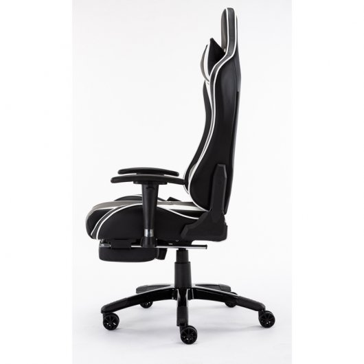 F004 Silla Gaming con Reposapiés Blanca/Negra