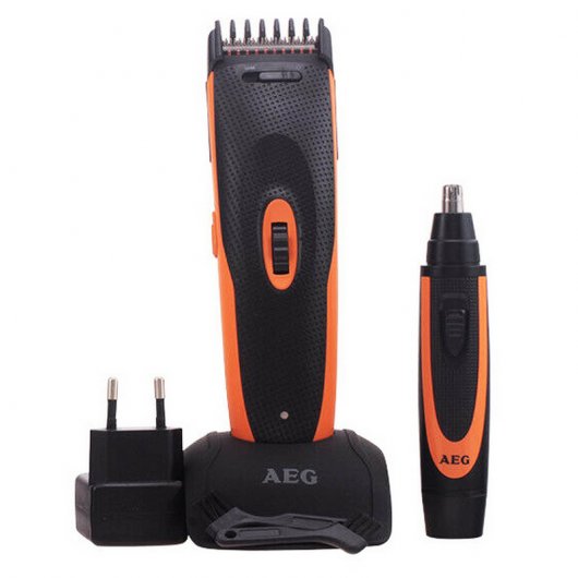 AEG HSM/R 5597 Cortapelos + Recortador Nariz y Orejas Negro/Naranja
