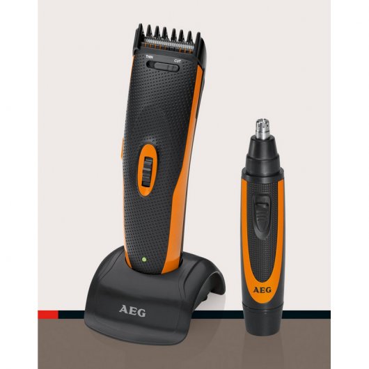 AEG HSM/R 5597 Cortapelos + Recortador Nariz y Orejas Negro/Naranja