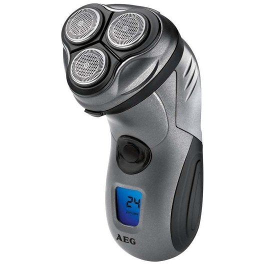 Máquina de Barbear Facial AEG HR 5655 Recarregável Resistente à Água 3 Cabeças Flexíveis LCD