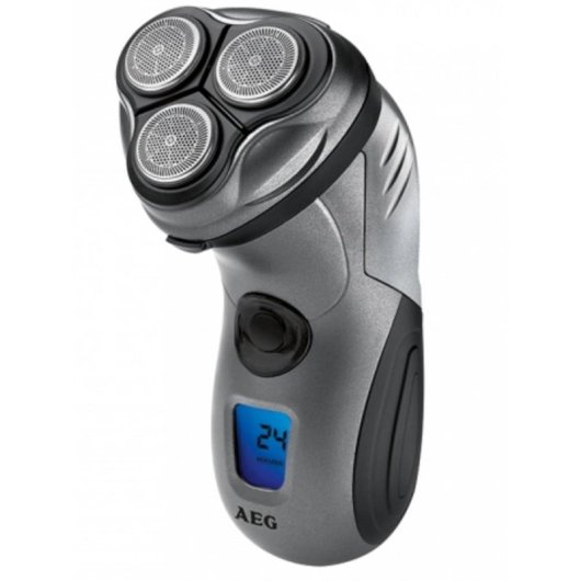 Máquina de Barbear Facial AEG HR 5655 Recarregável Resistente à Água 3 Cabeças Flexíveis LCD