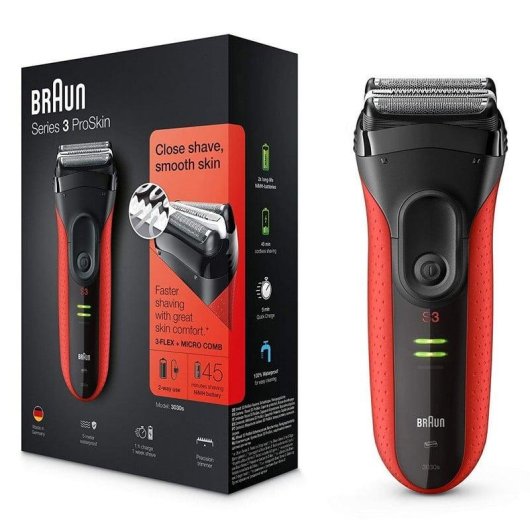 Braun Series 3 ProSkin 3030S Afeitadora Roja