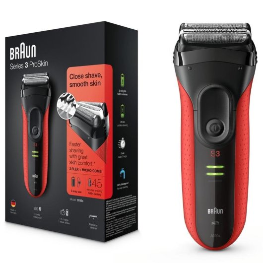 Braun Series 3 ProSkin 3030S Afeitadora Roja