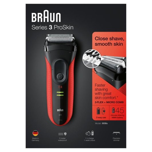 Braun Series 3 ProSkin 3030S Afeitadora Roja