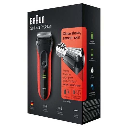 Braun Series 3 ProSkin 3030S Afeitadora Roja