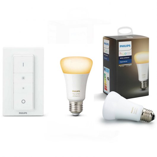 Philips Hue Starter Kit 2 Bombillas Inteligentes Hue White Ambiance LED E27 + Mando