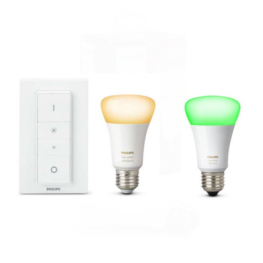 Philips Hue Starter Kit 2 Bombillas Inteligentes LED E27 White Ambiance/White and Color + Mando
