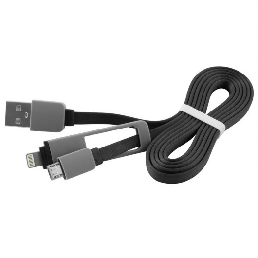 1Life pa:2in1 flat Clable USB/MicroUSB a Lightning 1m Negro