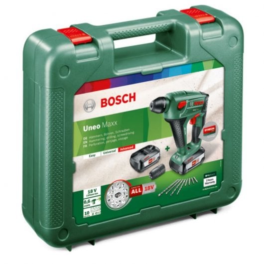 Bosch Uneo Maxx Aparafusadora 3 em 1 + Bateria 18V + Carregador + Mala