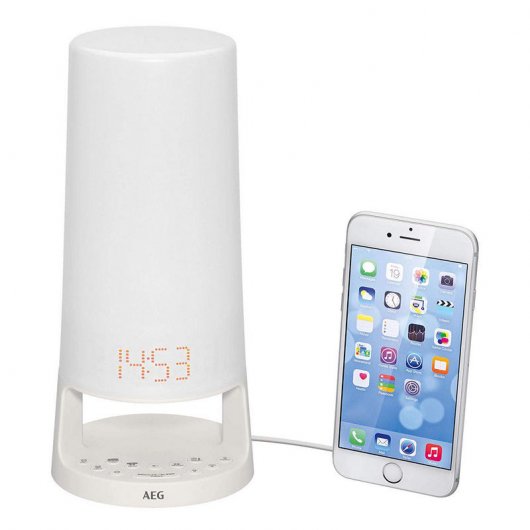 AEG MRC 4147L Radio Despertador Lámpara Blanco
