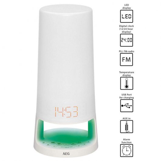 AEG MRC 4147L Radio Despertador Lámpara Blanco