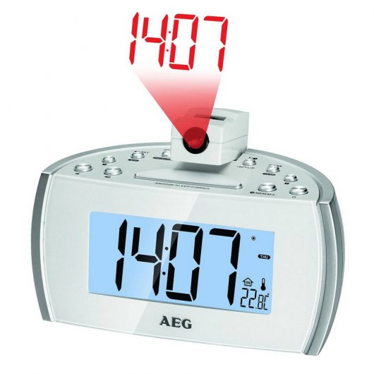 AEG MRC 4119 P Radio Despertador con Proyector Blanco