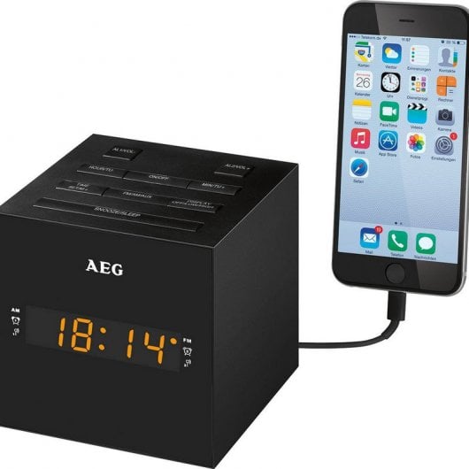 AEG MRC 4150 Radio Despertador Digital Cargador Negro