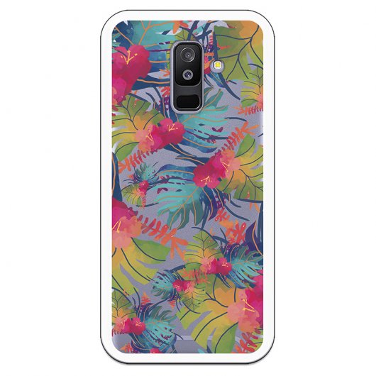 Be Unique Funda Gel Plantas y Hojas de Colores para Samsung Galaxy A6 Plus 2018