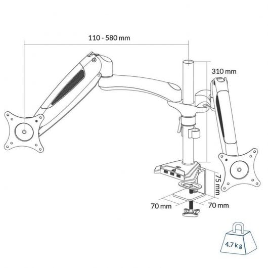 Arctic Z2-3D Suporte para 2 Monitores até 27" VESA 75x100 Máx 8Kg