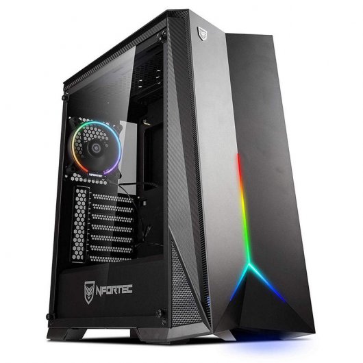 Nfortec Hyperion Cristal Templado USB 3.0 RGB Negra