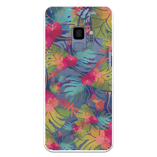 Be Unique Funda Gel Plantas y Hojas de Colores para Samsung Galaxy S9